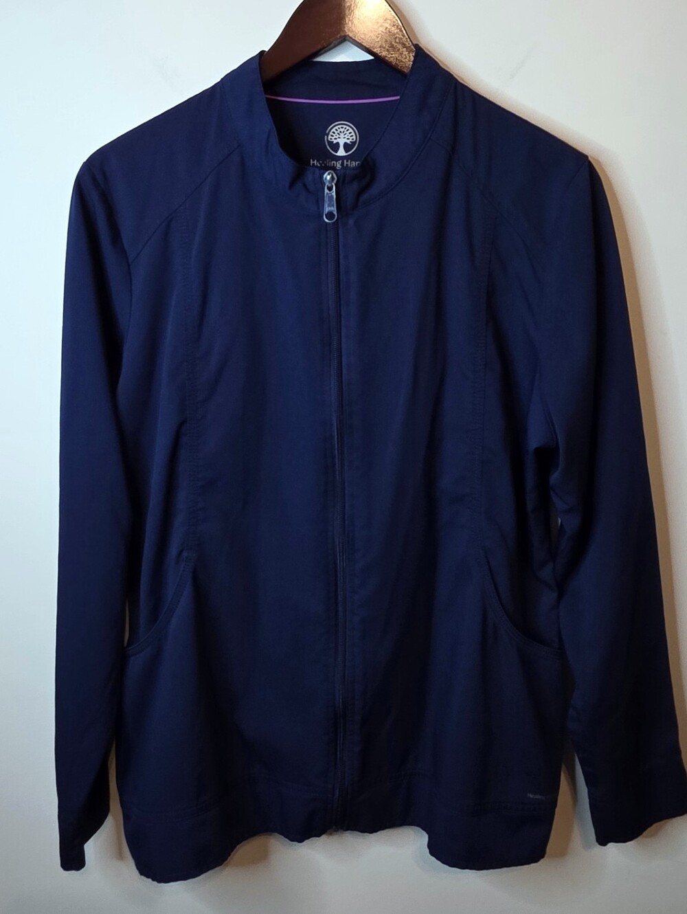 Healing Hands Purple Label Dakota Women's Scrub Jacket Navy Blue Size Large